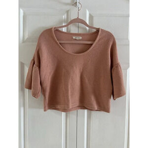Madewell Texture and Thread Gathered Flutter Sleeve Top Size XS